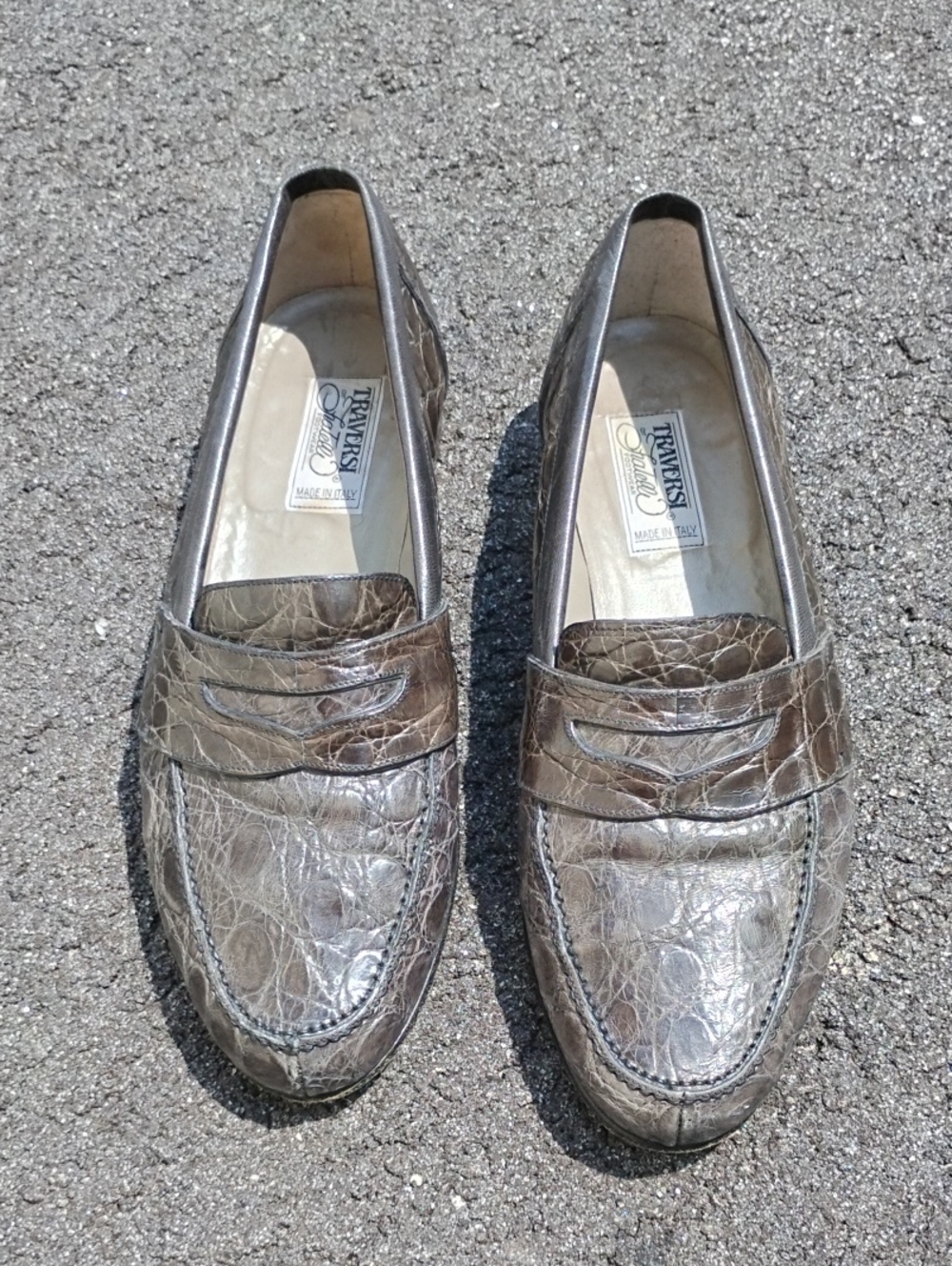 Zelli Crocodile mens Penny Loafers Shoes Size 8 m